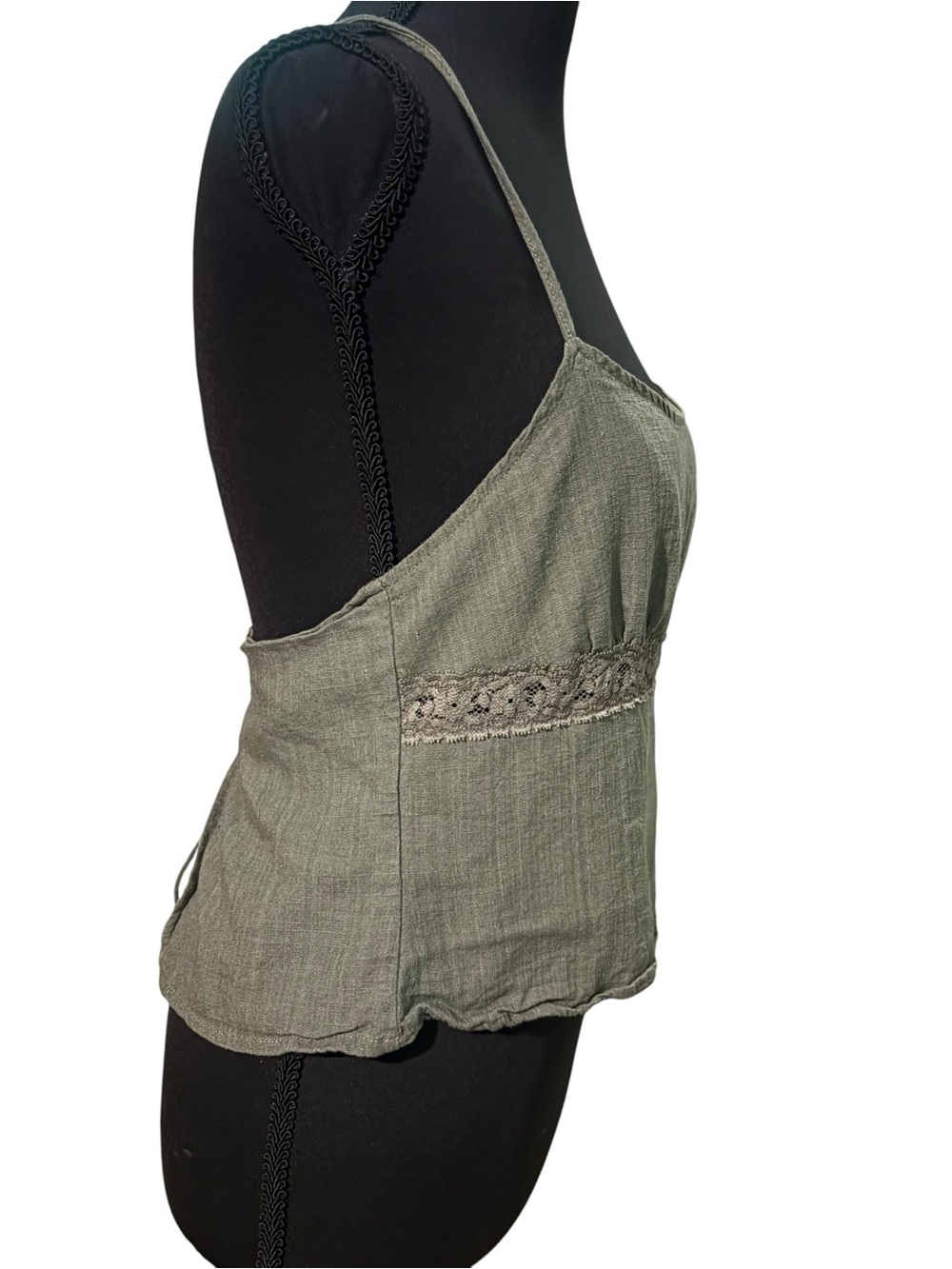 L.A. Hearts Olive Green Lace Trim Tie Back Cami Top Size S - Picture 6 of 6